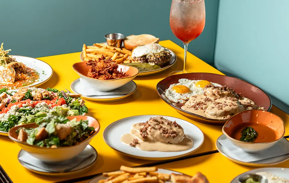 Spread of assorted Hatch breakfast and lunch menu items Spread of assorted Hatch breakfast and lunch menu items