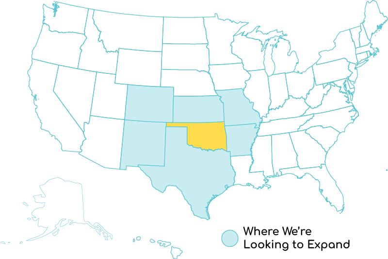 Map of the USA with states Kansas, Texas, Missouri, New Mexico, Arkansas and Colorado highlighted. Map of the USA with states Kansas, Texas, Missouri, New Mexico, Arkansas and Colorado highlighted.